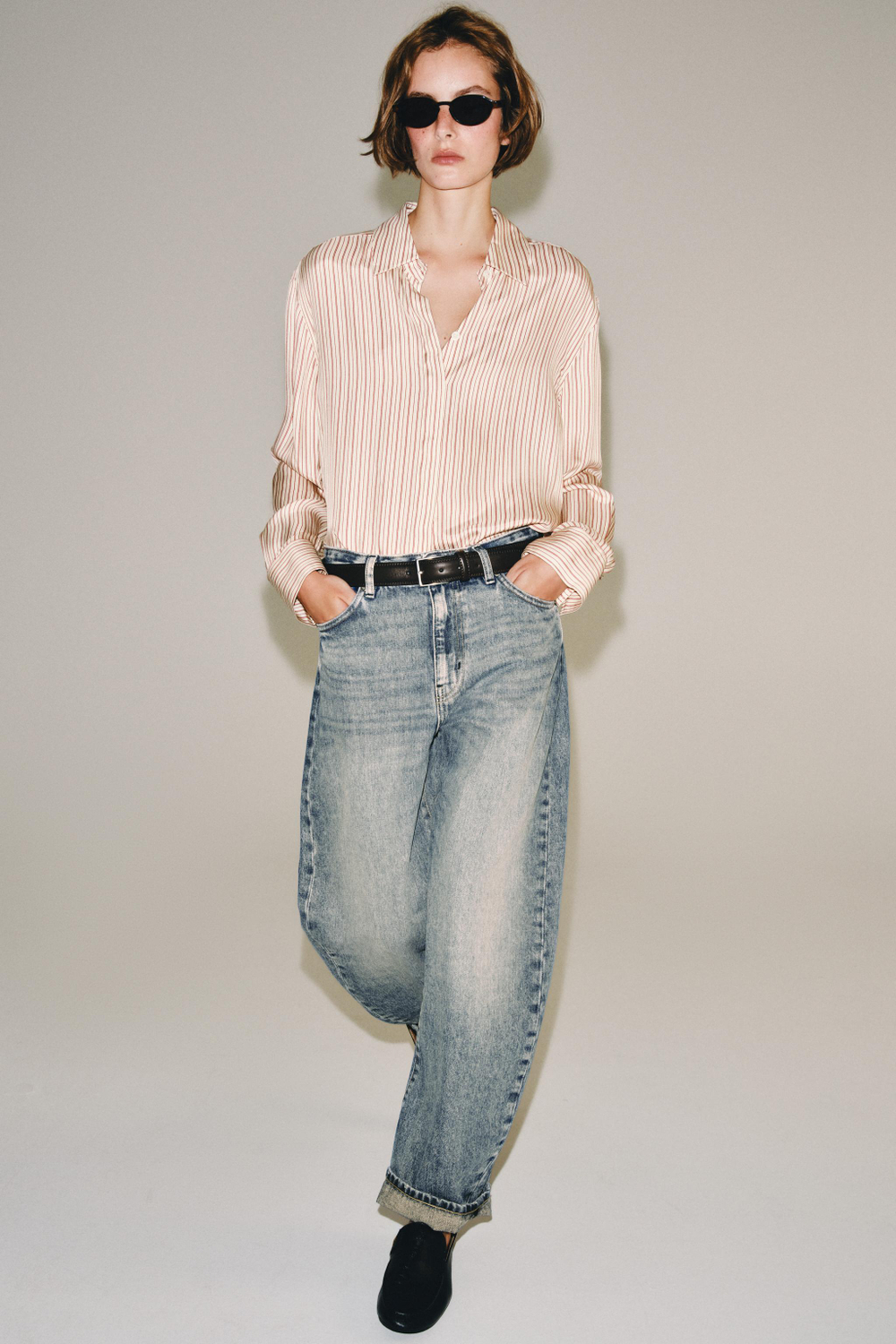 РУБАШКА В ПОЛОСКУ С ШЕЛКОМ — ZW COLLECTION — ZARA