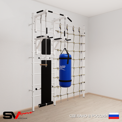 Шведская стенка Sv Sport 58320 (Турник стандарт/Брусья/Скамья/Трапеция/Цепь/Мешок 22кг/Канатный лаз)