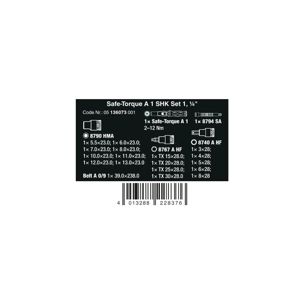 Набор динамометрических ключей Safe-Torque A 1 SHK Set 1 WERA 05136073001