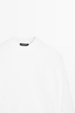 Massimo Dutti Футболка с круглым вырезом и длинными рукавами, белый
