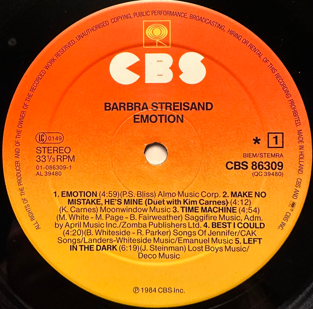 Barbra Streisand - Emotion (Голландия 1984г.)