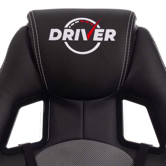 Кресло Драйвер/Driver (22) кож/зам/ткань, черный/серый, 36-6/TW-12