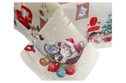Скатерть квадратная 140х140см Mix&Match Home Котята у камина бежевая