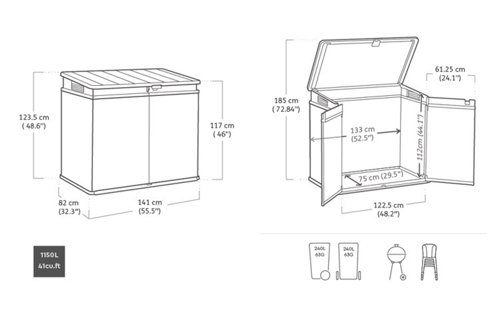 Уличный ящик пластиковый Keter Premier XL 1150 л