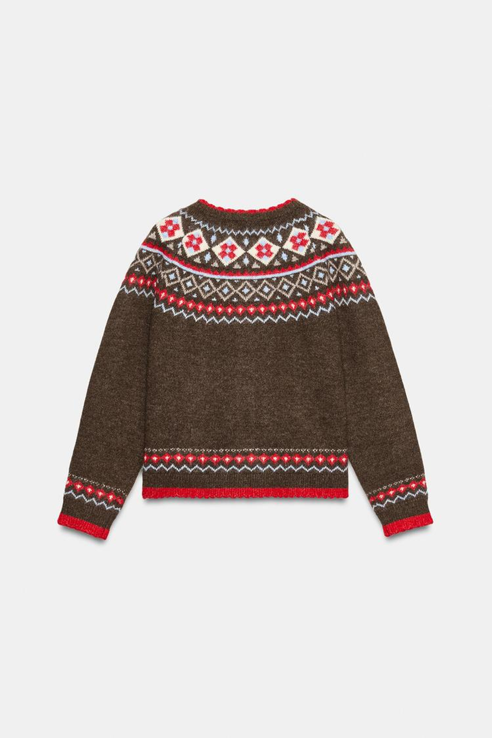 ZARA ЖАККАРДОВЫЙ КАРДИГАН, КОРИЧНЕВЫЙ