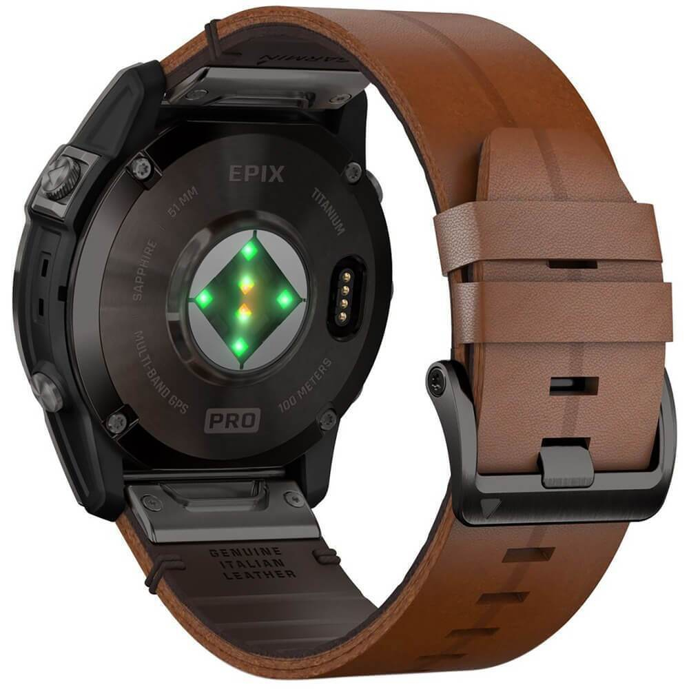 Умные часы Garmin Epix Pro (Gen 2) 51 мм Sapphire Edition титан DLC Carbon Grey с каштановым кожаным ремешком