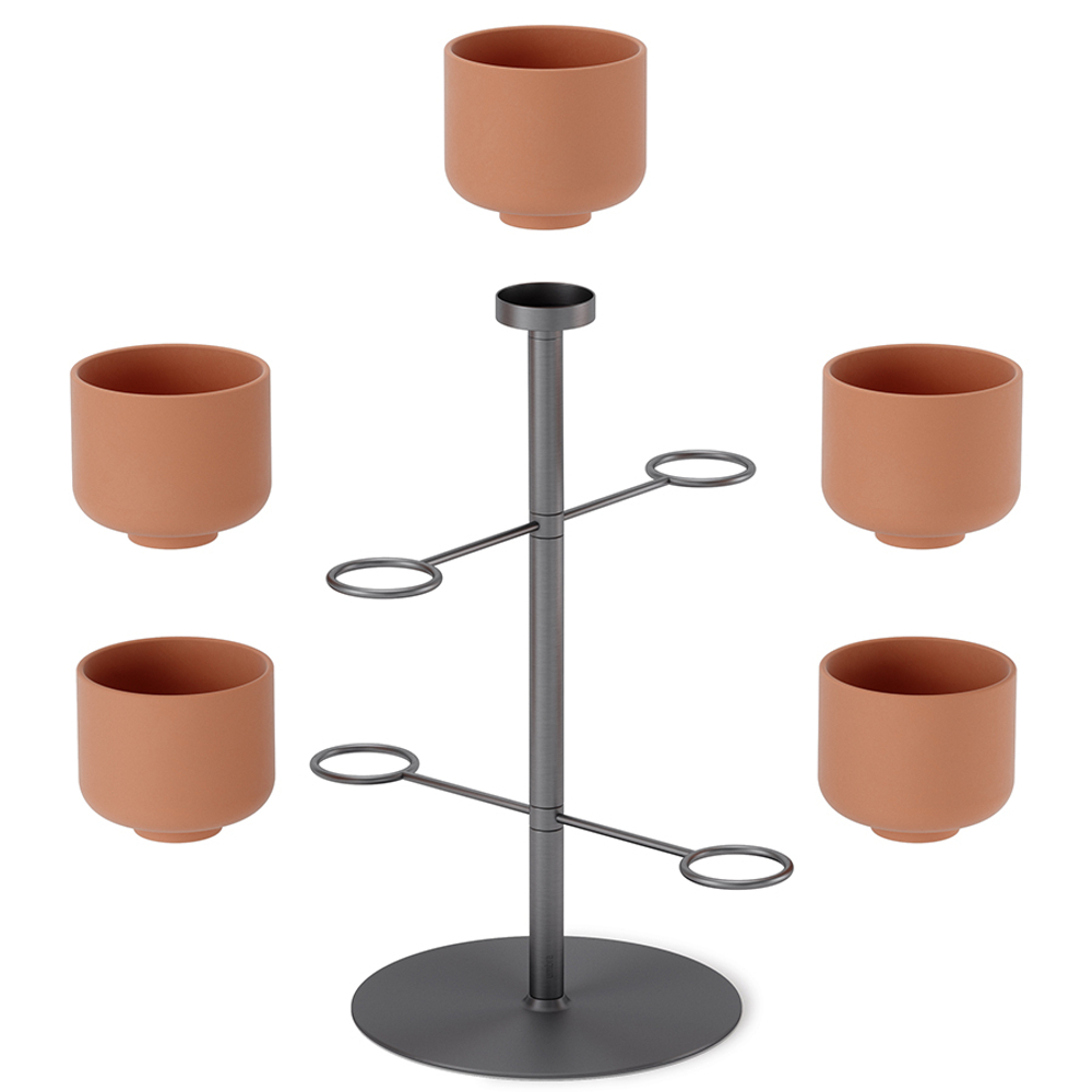 Подставка для растений terrapotta, titanium, 5 горшков