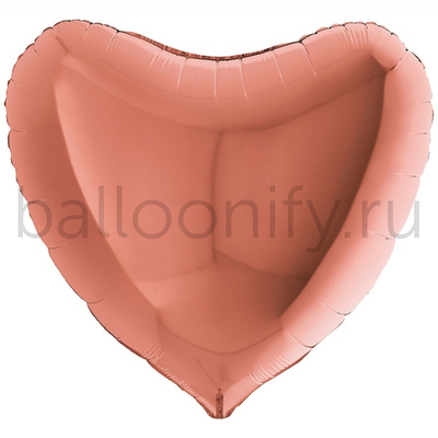 Фольгированная фигура, сердце, 36"/91СМ Металлик Rose Gold