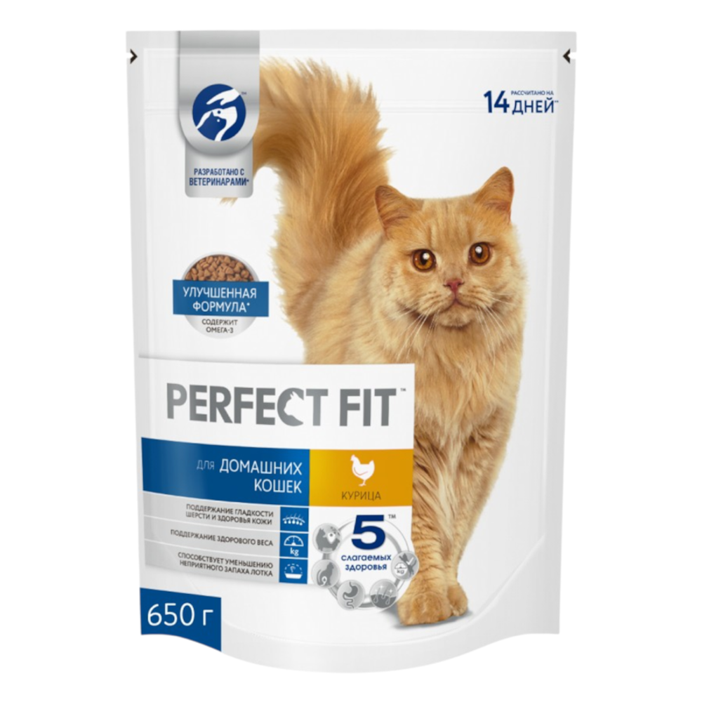 Корм для кошек сухой Перфект Фит для дом с курицей 650г