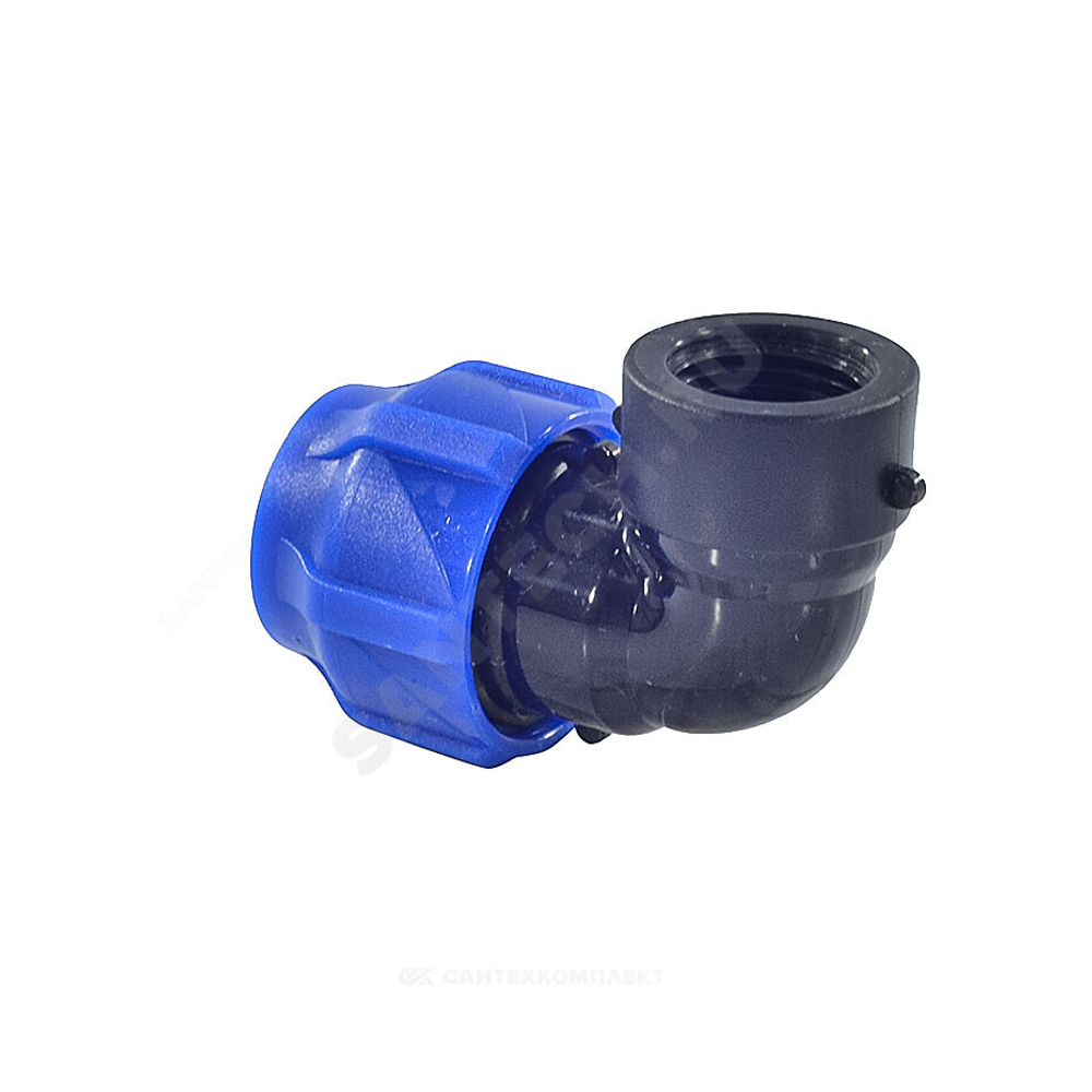 Отвод компрессионный ПЭ Дн 63х1 1/2"х90гр ВР Ру16 VALFEX 1210012363112