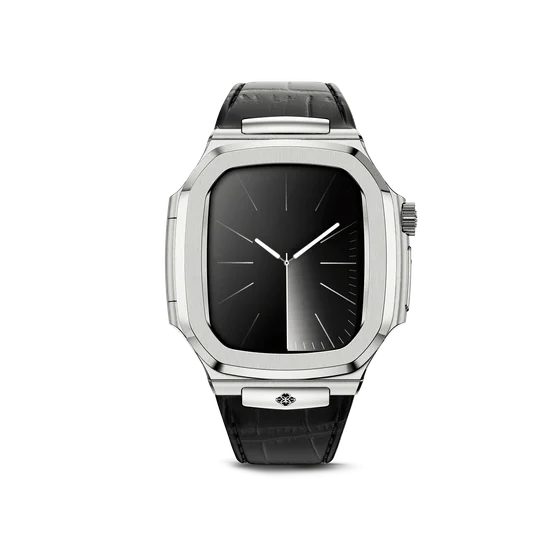 Корпус для Apple Watch ROL45 - Серебристый/Натуральная кожа