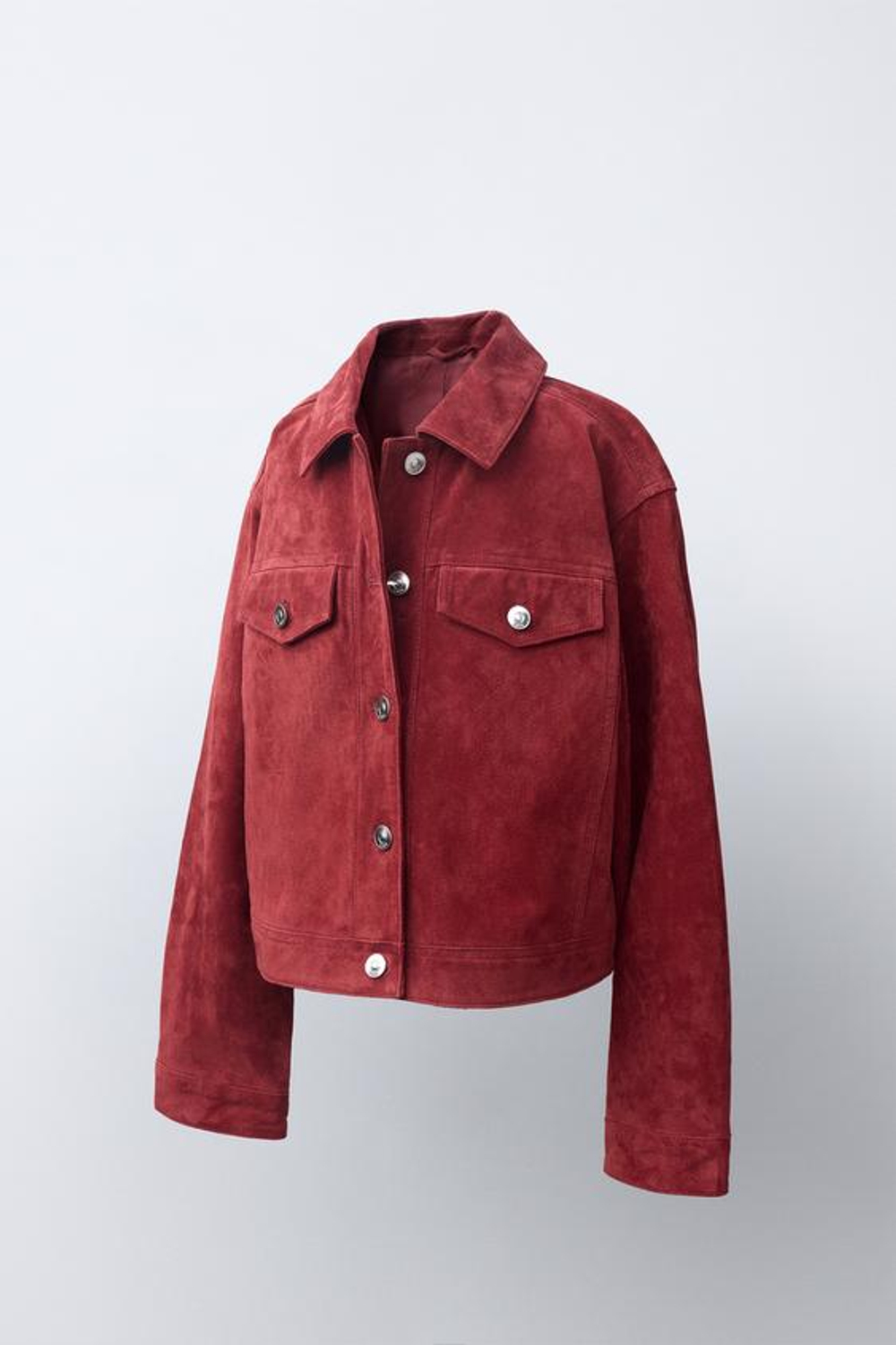 ZARA ЗАМШЕВАЯ КУРТКА ИЗ 100% КОЖИ, ТЕМНО-РОЗОВЫЙ