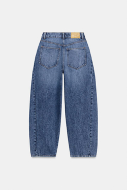 ZARA ДЖИНСЫ Z1975 BARREL С ВЫСОКОЙ ПОСАДКОЙ, ВЫЦВЕТШИЙ СИНИЙ