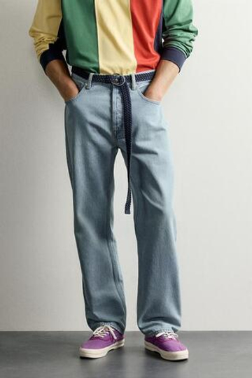 ZARA - FRUIT OF THE LOOM™ ДЖИНСЫ С ПРЯМЫМИ ШТАНИНАМИ, СВЕТЛО-ГОЛУБОЙ