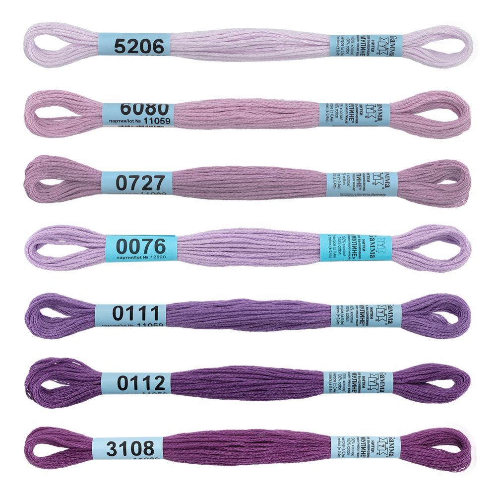 Мулине Gamma набор Спектр, цв.lilac, 7 мотков по 8 метров
