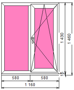 Пластиковое окно 1430 х 1160 ТермА Эко