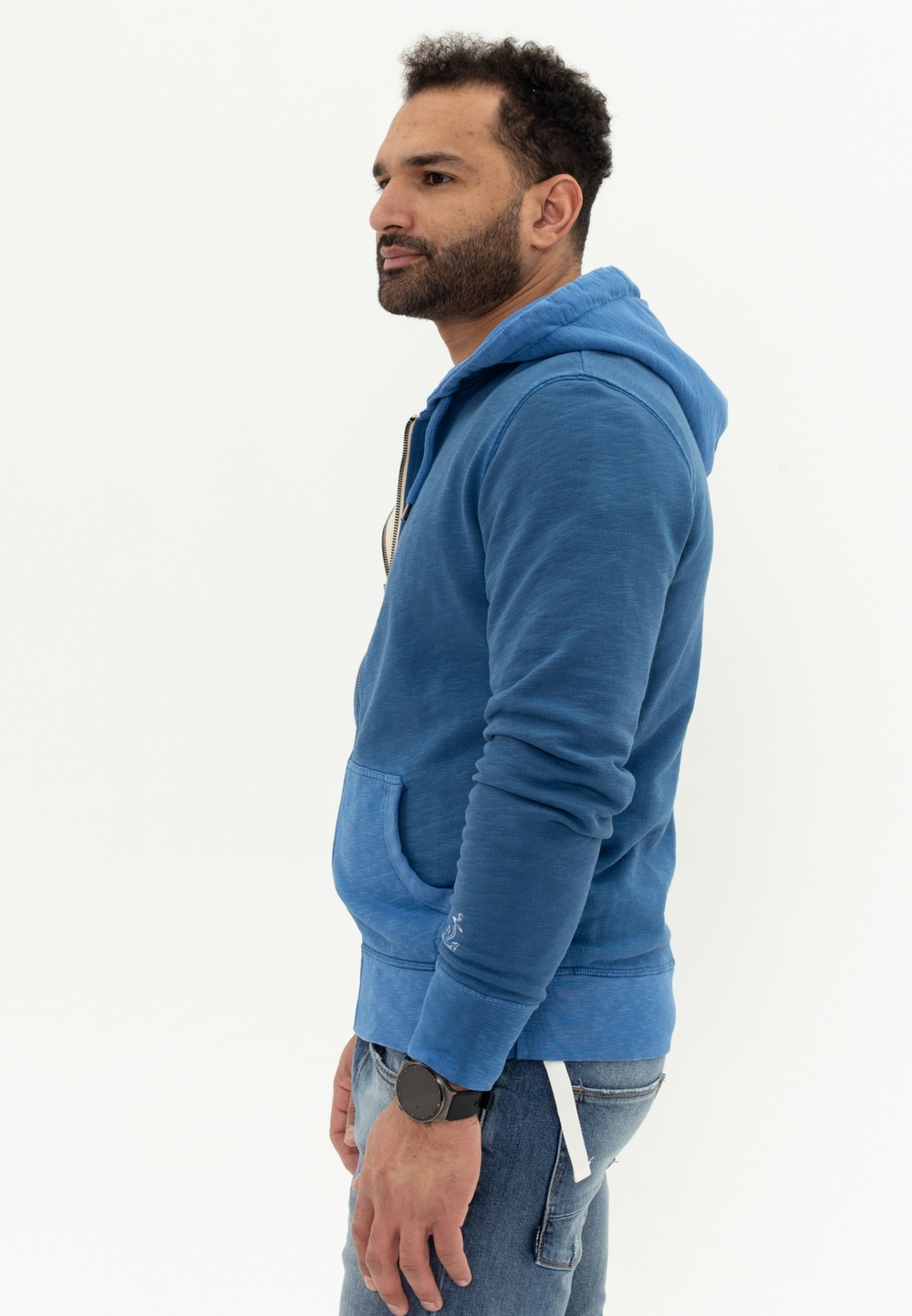 Худи на молнии Bowery NYC Space Wash Blue