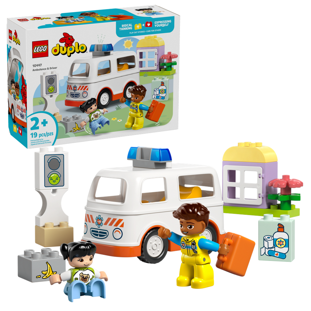 Конструктор Лего Дупло Скорая помощь с водителем | LEGO DUPLO Ambulance & Driver 10447 — 19 деталей (2+)