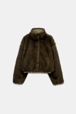 ZARA ДВУСТОРОННЯЯ КУРТКА С МЕХОВЫМ ЭФФЕКТОМ, СВЕТЛЫЙ РЫЖЕВАТО-КОРИЧНЕВЫЙ