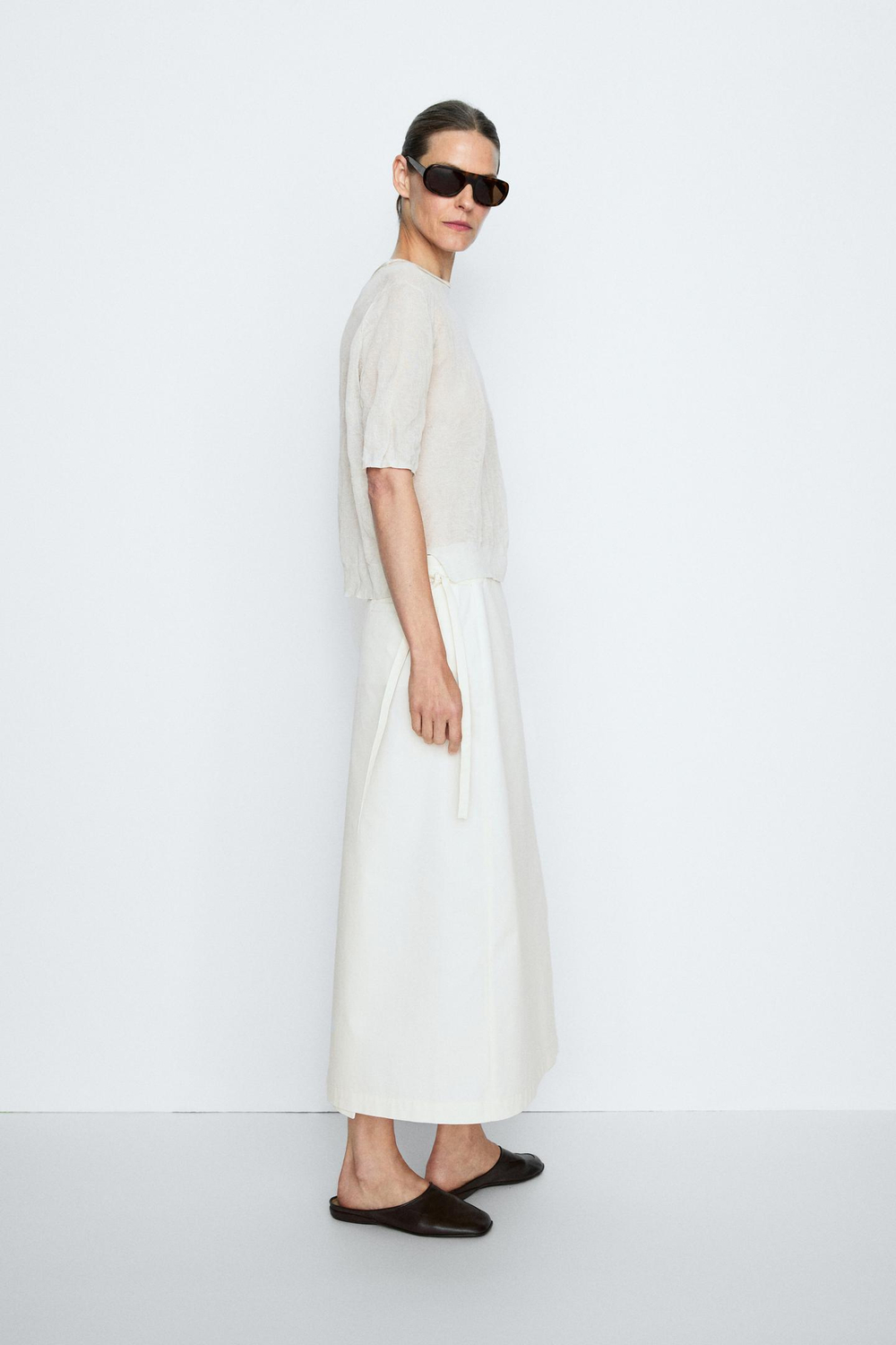 Massimo Dutti Юбка-миди с запахом - STUDIO, кремовый
