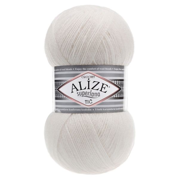 Пряжа Alize (Ализе) Superlana TIG / уп.5 мот. по 100 г, 570м, 599 слоновая кость