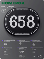 Номерок на дверь квартиры 658, для кабинета, офиса, шильдик 9 х 7 см, черный, Айдентика Технолоджи