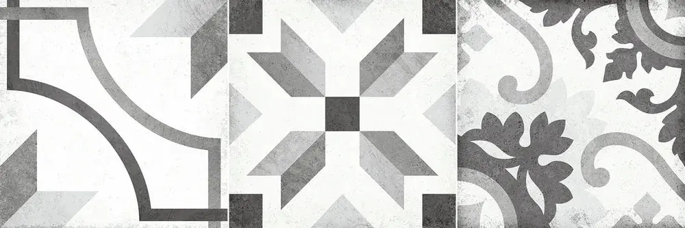 Настенная плитка ALMA Ceramica TWA11COR017 Costa Rica 60x20 белая / серая матовая с орнаментом / пэчворк