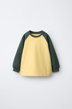 ZARA ФУТБОЛКА С РУКАВАМИ РЕГЛАН, МЯГКИЙ ЖЕЛТЫЙ