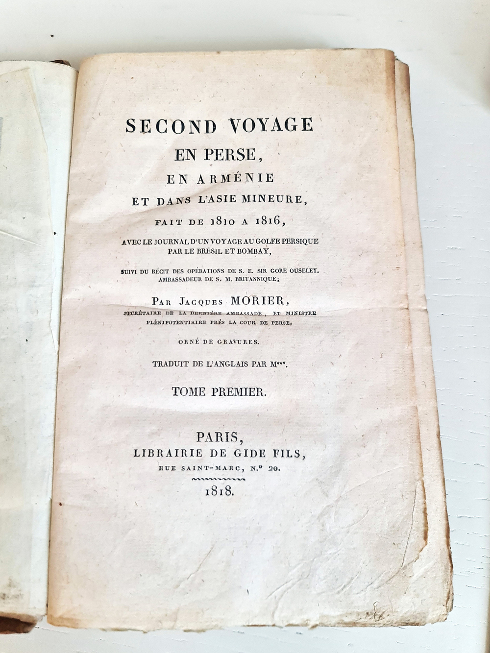 "Second voyage en Perse, en Armenie. Tome 1, 2" Par Jacques Morier, 1818