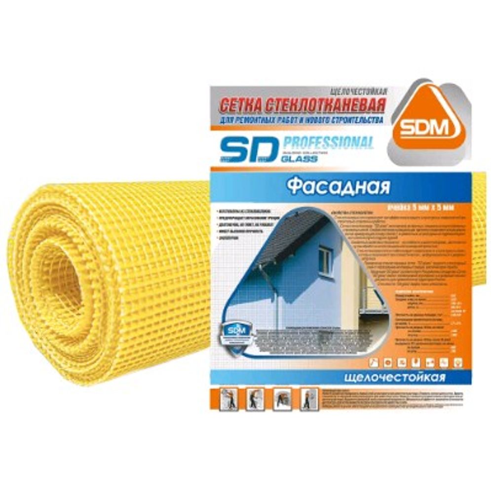 Сетка Фасадная строит. 5*5 1000*20м (+-10%) 145гр/м.кв., Professional SD-Glass SDM Сетка Фасадная строит. 5*5 1000*20м (+-10%) 145гр/м.кв., Professional SD-Glass SDM