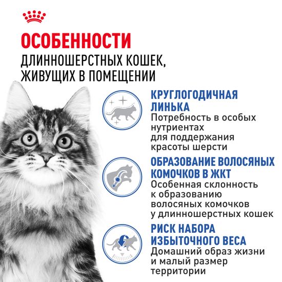 Royal Canin Indoor Long Hair для домашних кошек длинношерстных пород