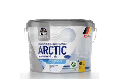 Краска для стен и потолков Dufa Premium Arctic глубокоматовая белая