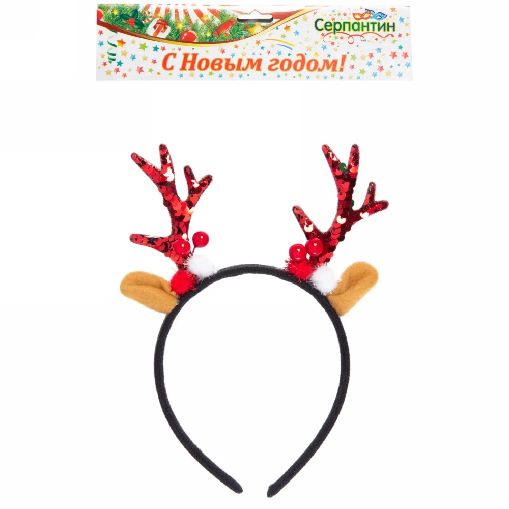 Ободок карнавальный CANDY «Мерцающий оленёнок» 21*15 см, микс