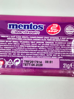 MENTOS набор освежающих пастилок CleanBreath с цинком, без сахара, (5 шт. по 21 г), Турция