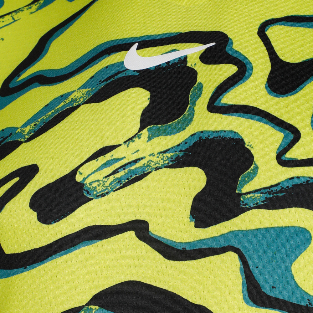 Мужское теннисное поло Nike Dri-Fit Advantage Court Print T-Shirt Men - Lime, Multicoloured