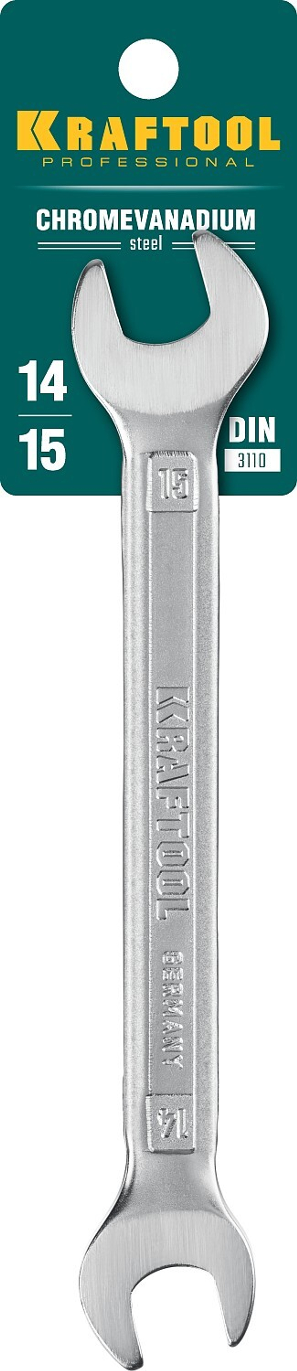 KRAFTOOL 14 х 15 мм, рожковый гаечный ключ (27033-14-15)