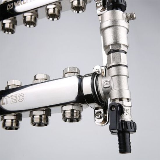 Коллектор Valtec 1"х3/4" 4 контуров для радиаторного отопления (нерж. сталь) VTc.588.EMNX.0604