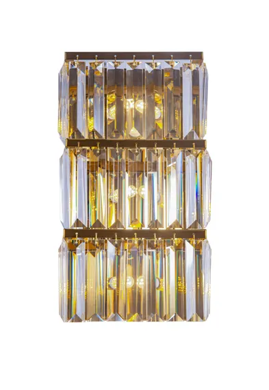 Бра светодиодное NewRgy W2821E/3A GOLD H+CLEAR, 3×10 Вт, золотое и прозрачное
