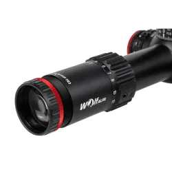 Прицел оптический Veber Wolf Alfa 5-25x56 SF FFP TR3 - боковой вид с крупным кадром объектива