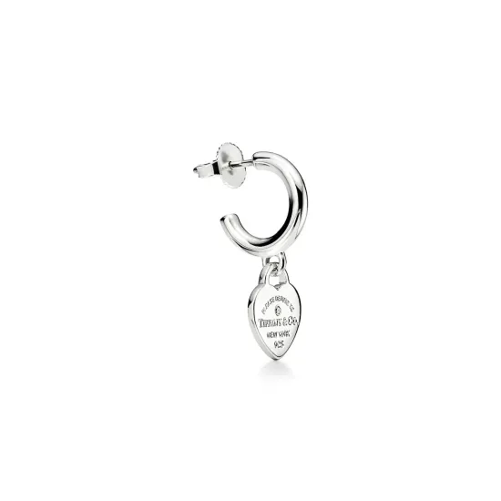 Серьги Return to Tiffany Hoop в серебре с бриллиантами, размер mini