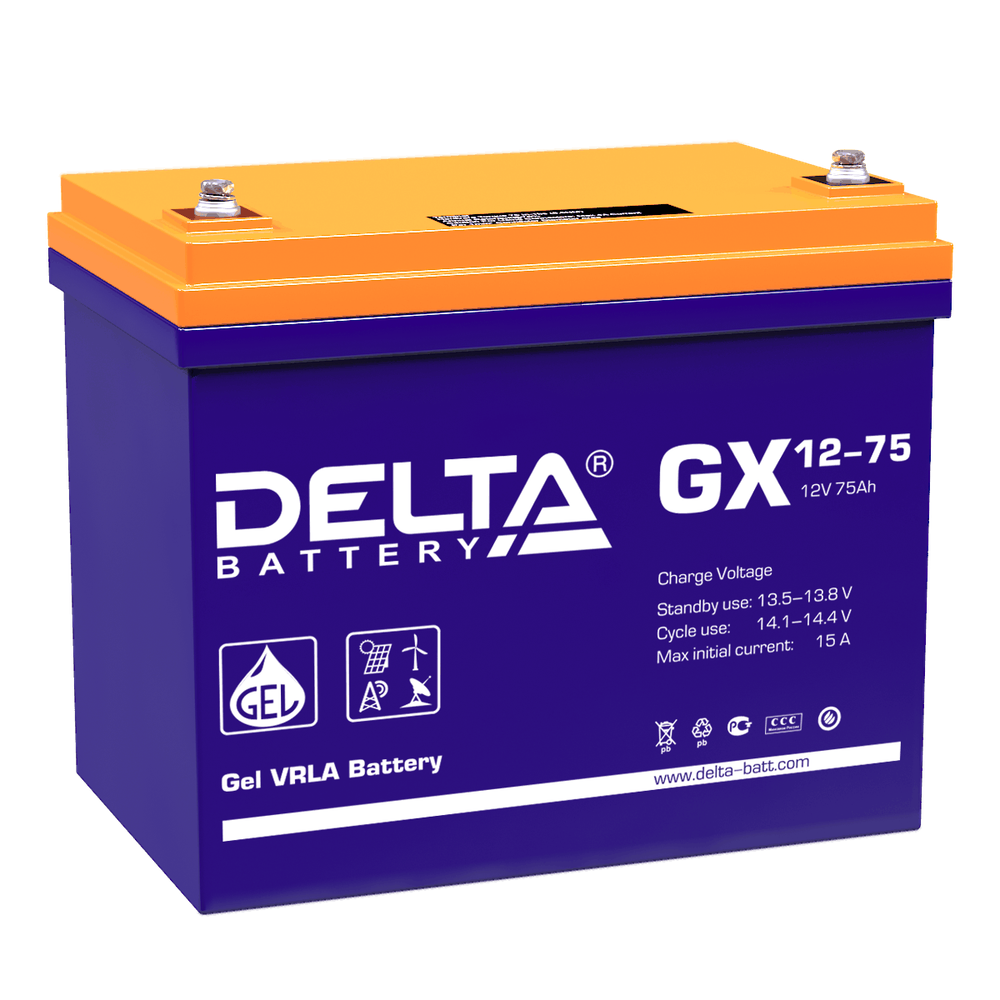 Аккумулятор DELTA GX 12-75 - GEL ( 12В / 75Ач ) Аккумулятор DELTA GX 12-75 - GEL ( 12В / 75Ач )