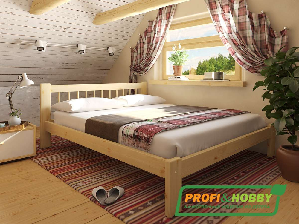 Кровать Дачная 1400 х 2000 сосна, без покраски