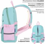 Рюкзак BRAUBERG PASTEL с термонашивками в комплекте, "Funny clouds", мятный, 40х29х14 см, 271421