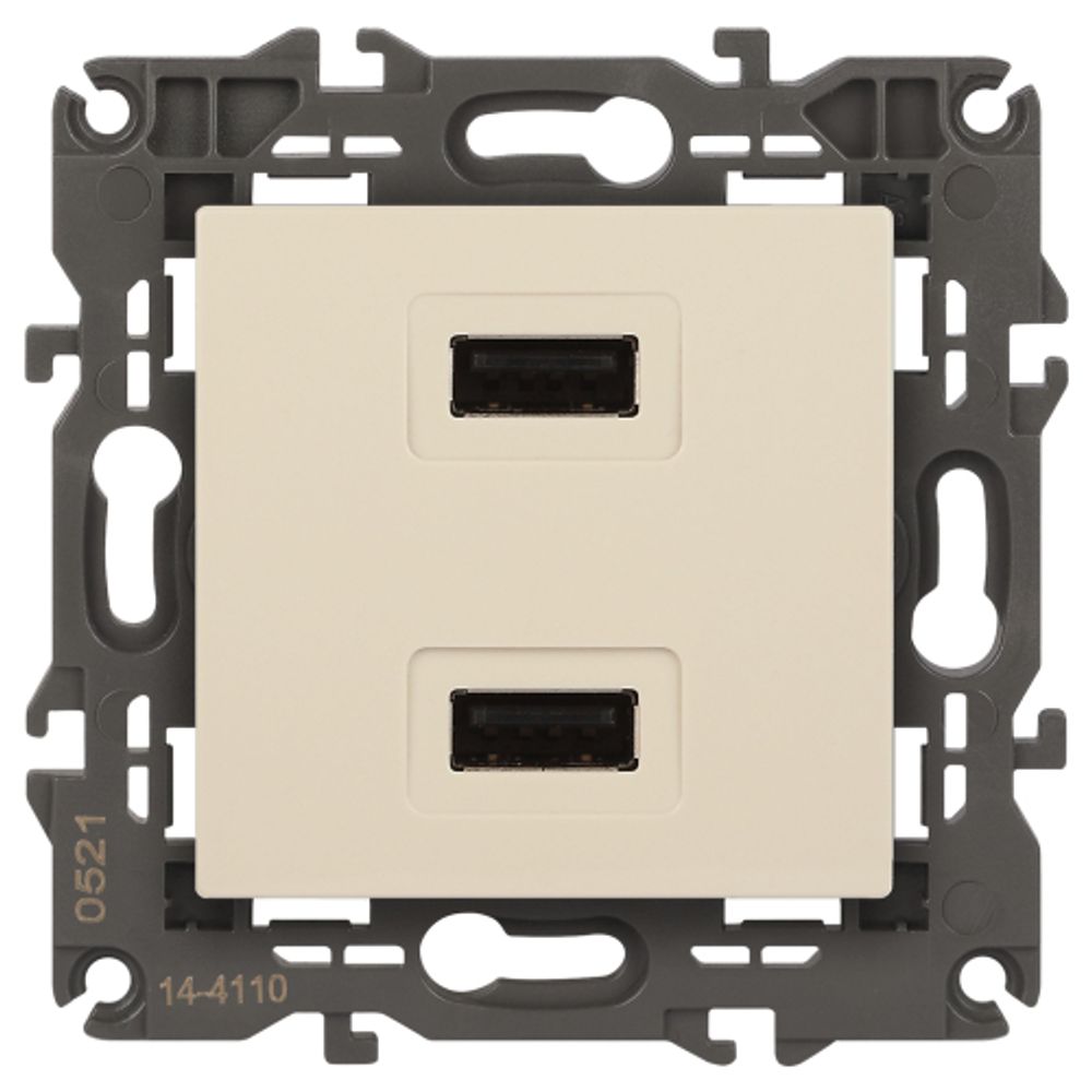 14-4110-02 ЭРА Устройство зарядное USB, 230В/5В-2100мА, IP20, Эра Elegance, сл.кость | Эра Elegance
