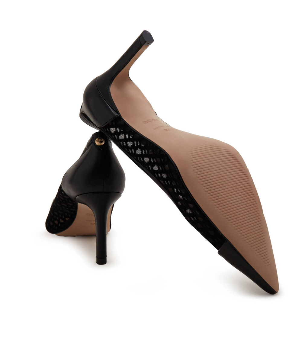Кожаные туфли на шпильках janet_pump70_meflk BOSS BLACK - черный(50512927)