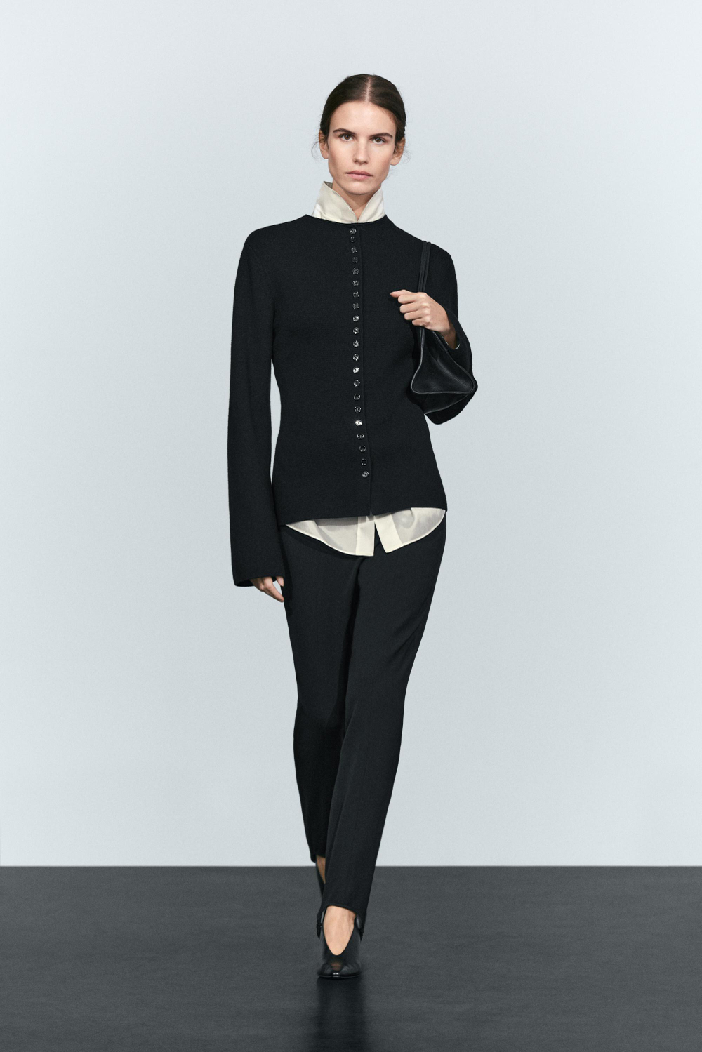 Massimo Dutti Кардиган из трикотажа с пуговицами, черный