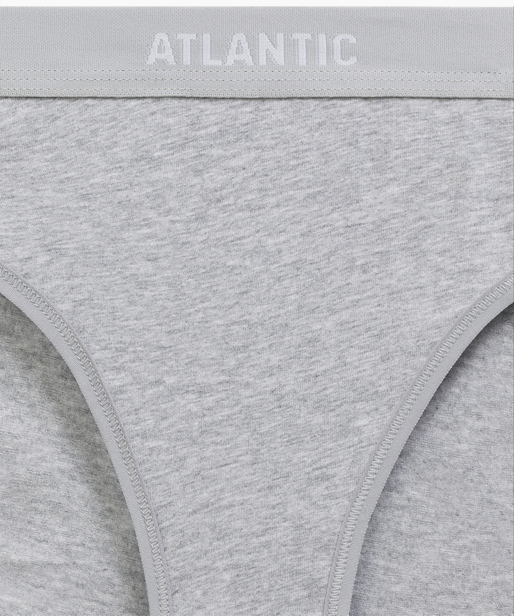 Трусы женские спорт Atlantic, набор из 3 шт., хлопок, черный + пепельная роза + серый меланж, 3CLP-012