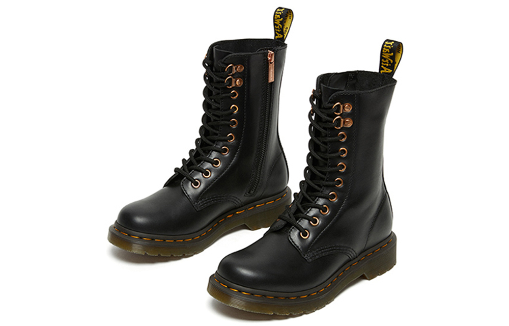 Dr. Martens 1490 Rose Gold Hardware High Boots "Black" Women"s