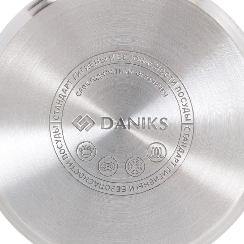 Кастрюля нерж, 4.1 л, с крыш, Daniks, Турин, QS-1-22/GS-01413-22CA, индукц