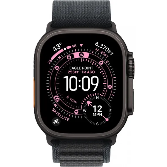 Часы Apple Watch Ultra 3, 2025, 49 мм, титан чёрного цвета, ремешок Alpine чёрного цвета